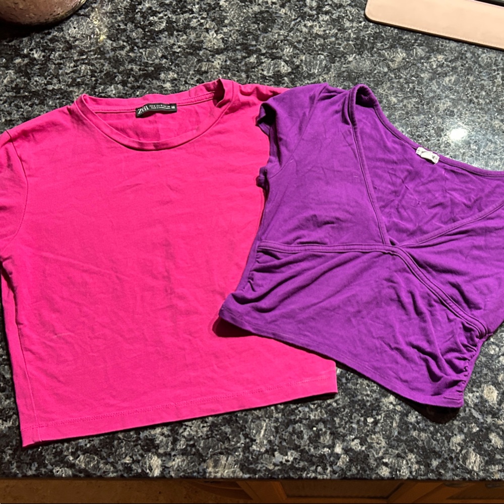 Zara Hot Pink Crewneck Tee garage purple